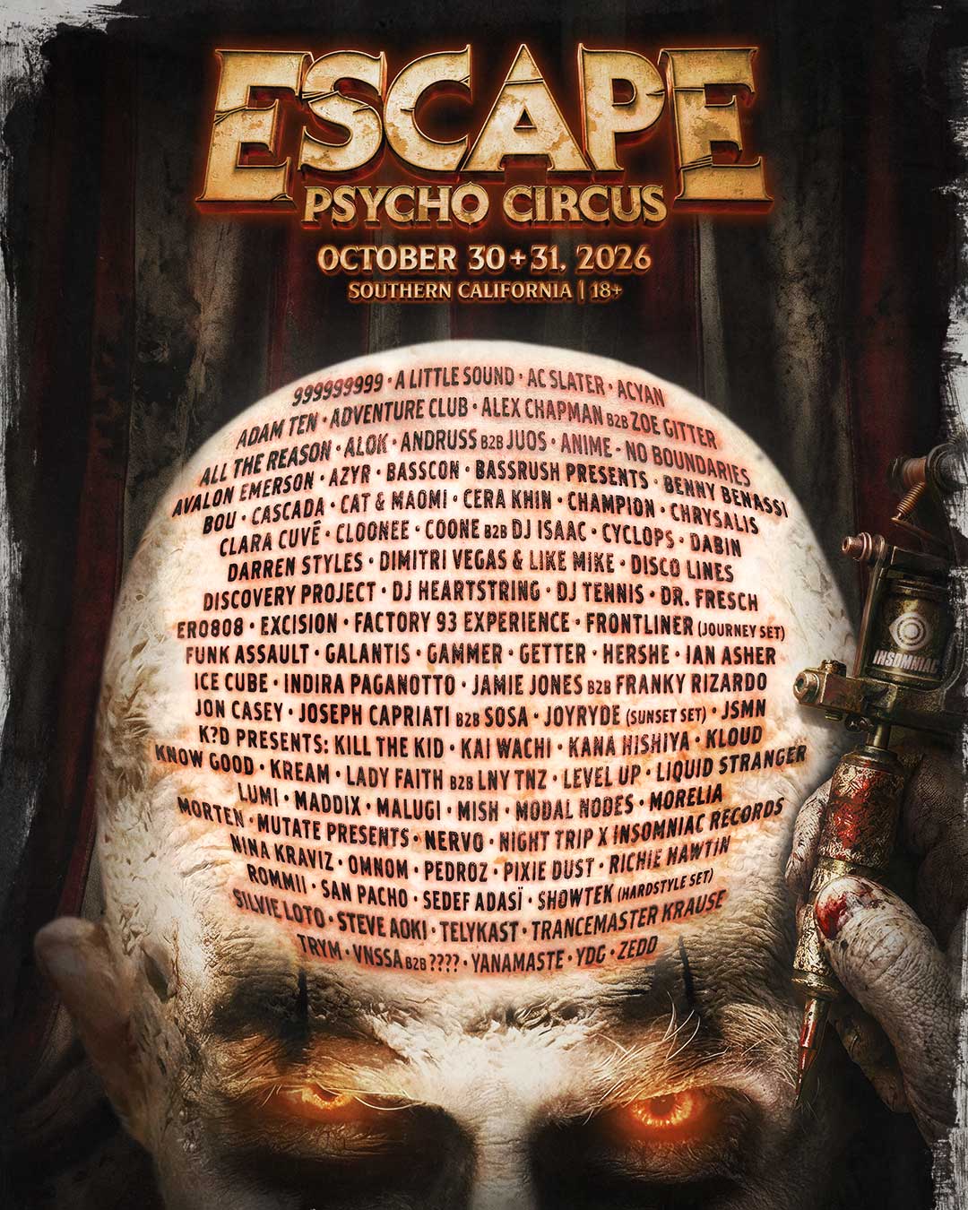 Escape Psycho Circus official lineup