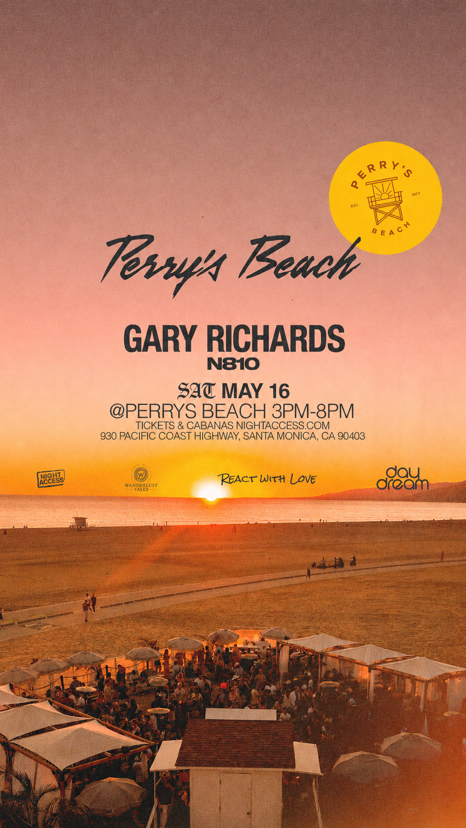 5.16 GARY RICHARDS • N810 + SPECIAL GUESTS at Perry's Beach Club Tickets & Tables